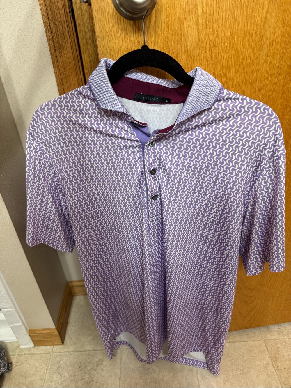 Greyson Purple Geometric Short-Sleeve Polo